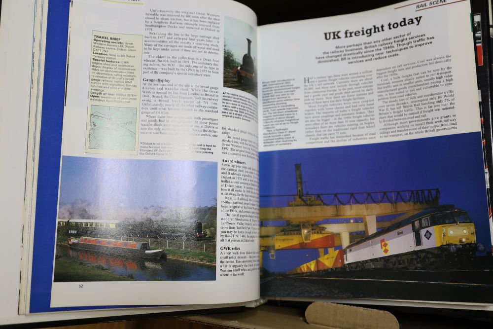 A quantity of early Meccano, Meccano magazines circa 1950/60 and nine volumes, Trains of the World